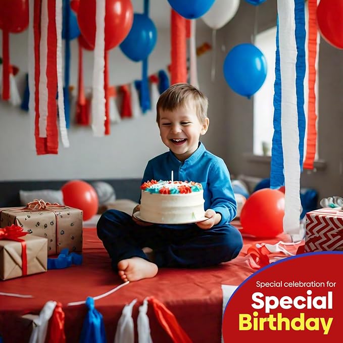 6 Red White Blue Streamers, 492ft Pack of Crepe Paper Party Decorations | Each - Image 6