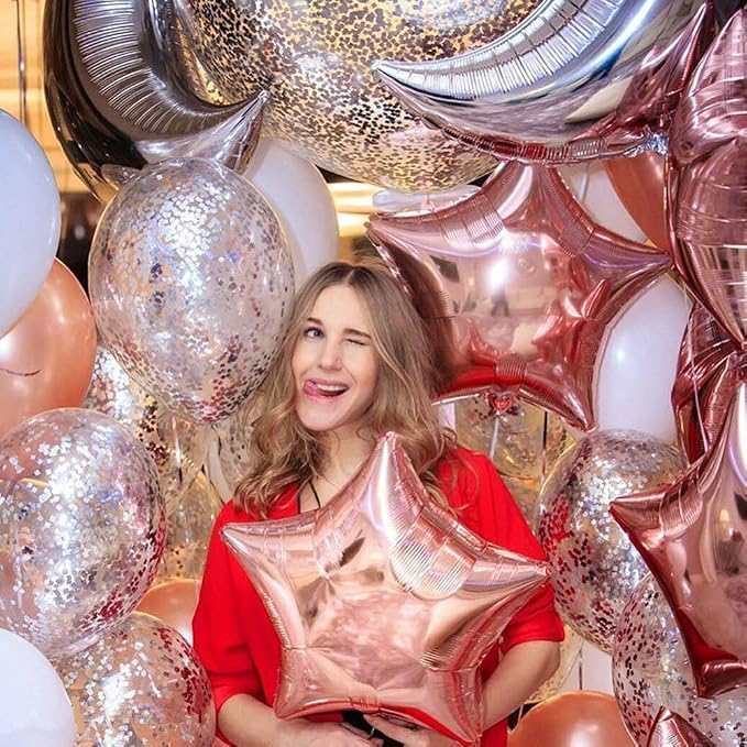 24 Pcs Rose Gold Star Shape Foil Mylar Balloon - Image 5