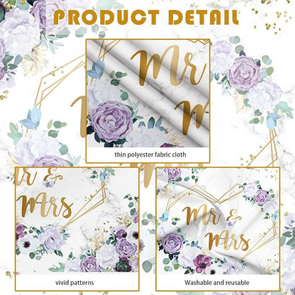 AIBIIN 7x5ft Mr and Mrs Violet Wedding Backdrop - Image 6