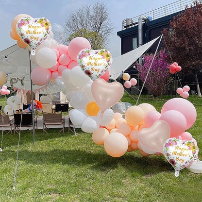 Pink Mother's Day Balloons Flowers Heart Balloons - Image 5