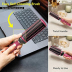 Hair Brushes for Women - Self Cleaning Blow Dryer Brush Detangler Round Brush Roller Retractable Travel Hairbrush Pink Birthday Gifts