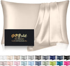 Silk Pillowcase for Hair and Skin, Mulberry Silk Pillow Cases Queen Size, Anti Acne Cooling Beauty Sleep Both Sides Natural Silk Satin Pillowcases with Hidden Zipper, Gifts for Women Men, Beige