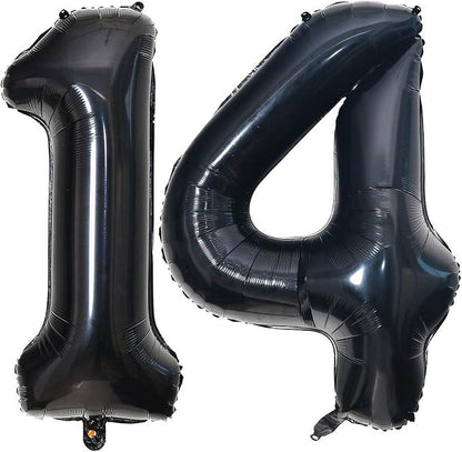 40 Inch Black 14 Number Balloons Giant 14 Balloons Black Birthday Balloons 14th by LHOAVWE