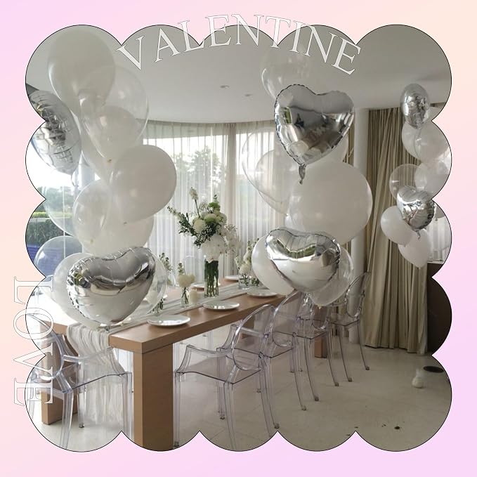 30 Pcs 18 Inch Silver Heart Foil Mylar Helium Balloons - Image 4