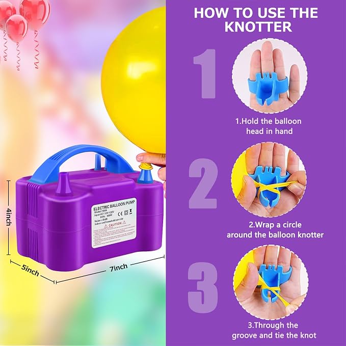 Balloon Pump Electric, 110V 600W Balloon Blower Inflator Dual Nozzle Air Pump - Image 5