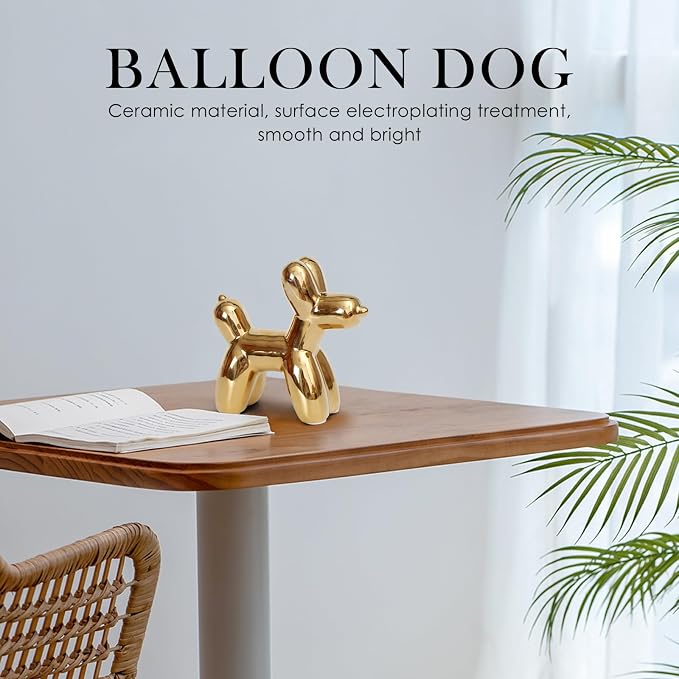 Notakia Large Golden Cute Ceramics Balloon Dog Statue Crafts Living Room - Image 5