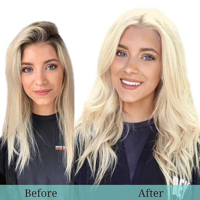 DOORES Clip in Hair Extensions Bleach Blonde 100g 7pcs 14 Inch Real Human Hair Extensions Straight Natural Remy Weft