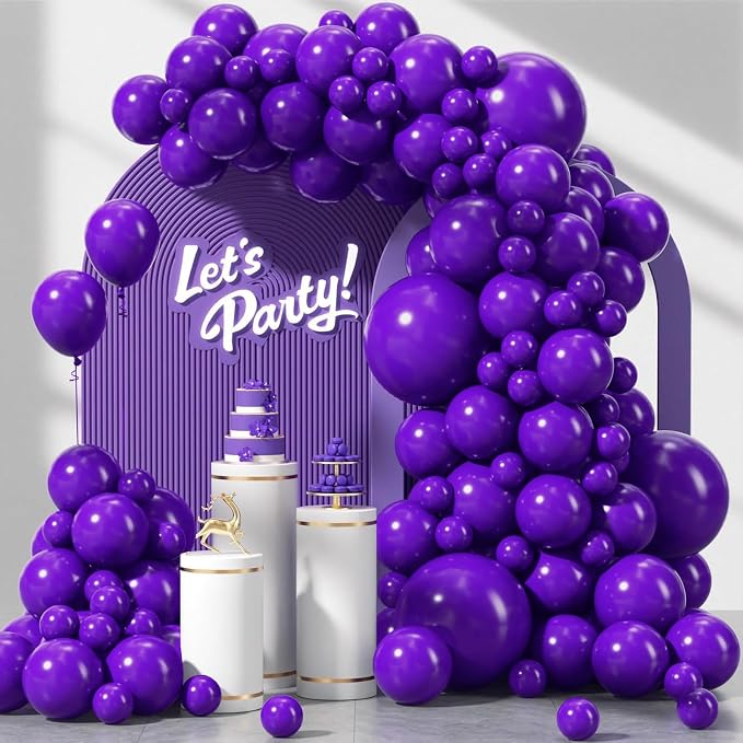Awenztech 122pcs Dark Purple Balloons, 18 12 10 5 inch Purple Balloons by Awenztech
