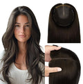 WORLDSTAR Human Hair Topper Real Hair Toppers for Women Add Volume 360°3D Coverage Hairpieces Hand-stitched,6 * 7 Inch Base 14Inch #2 Dark Brown,65g with Thinning Hair Upgrade Lace Base (tp#2-14)