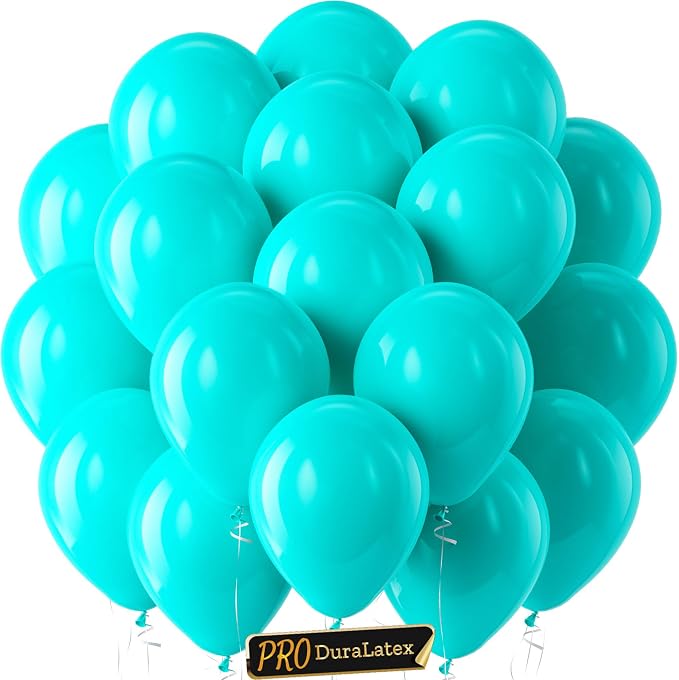 Pro Duralatex Teal Extra-Thick Balloons 120 Pack 10 inch | Turquoise Balloons by Bezente