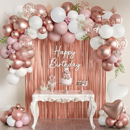 157PCS Rose Gold Dusty Pink and White Balloons by MEBAY