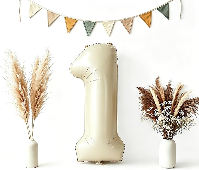 CARGEN 40 Inch Creamy White Number 1 Balloon Boho Neutral Party Decoration | by CARGEN