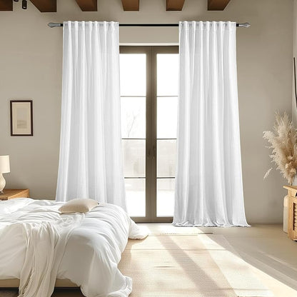 MIULEE White Linen Curtains 72 Inch Length 2 Panels - Image 6