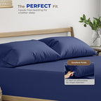 THREAD SPREAD 100% Pure Cotton Pillowcases Set of 2-1000 TC Egyptian Quality Cotton Pillow Cases, Indigo Blue Standard/Queen Pillowcase Set, Extra Long-Staple, Soft Sateen Weave Bed Pillow Covers