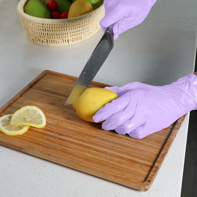 Disposable Gloves Large, Nitrile and Vinyl Blend Material Gloves, Latex Free 4 Mil 200 Pc Food Grade Glove for Cleaning, Food Prep,Hair Dye,Tattoo, Purple