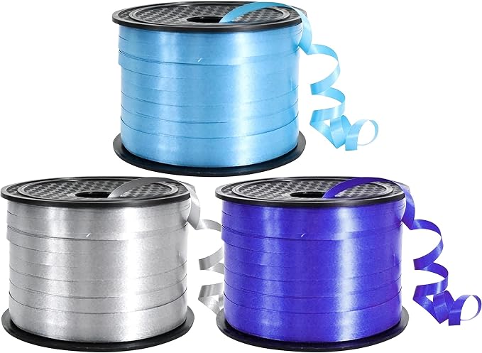 TONIFUL Blue, Light Blue and Silver Curling Ribbon Balloon String | 300 yards by TONIFUL