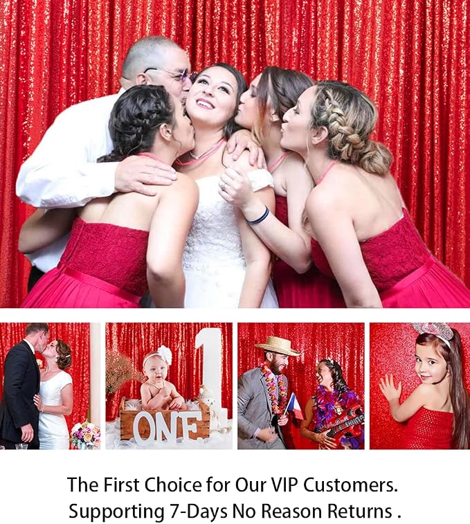 ShinyBeauty Sequin Curtain Red 4FTx8FT Sequin Photo Backdrop Red Sequin - Image 7