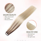 Sindra Invisible Tape in Human Hair Extensions Ash Brown to Platinum Blonde Injected Tape-ins Straight Seamless Invisible Extensions Straight 22 Inch 60g 20pcs