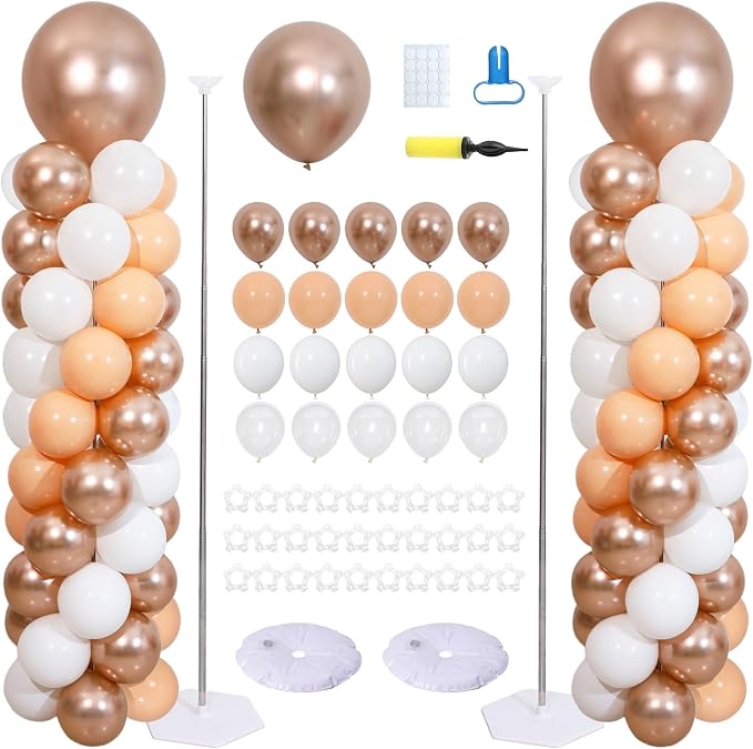 Champagne Gold Balloon Column Stand Kit 2 Sets by ZyloonDecoration