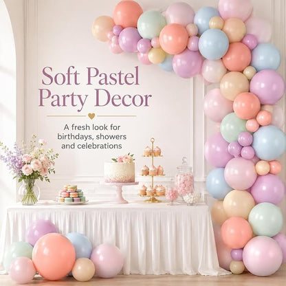 Pastel Retro Balloons, 12 Inch 6 Color Blue Purple Green Pink Beige Latex Party - Image 7