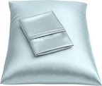 BLISSFORD Satin Pillowcase with Zipper, for Hair and Skin Care, Feels Soft and Cool Like a Silk Pillowcase, Satin Pillow Cases 2 Pack, Slik Pillow Cover, Baby Blue - King Size, Set of 2
