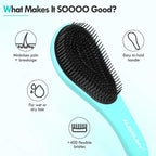 Detangling Hair Brush Set - 2 Pack Detangler Hairbrush with Ultra Soft Bristle for Effortless Tangle Removal - For Dry Wet Damaged Curly Hair for Men Women Girls Boys Kids - Purple & Pink