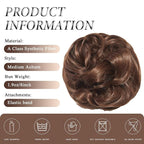 Large Messy Bun Hair Piece Curly Synthetic Extensions Scrunchies Fake Chignon Updo Hairpieces for Women Light Golden Brown