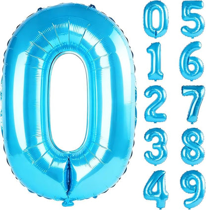 40 Inch Number 0 Balloons for Birthday Party Decorations, 0-100 Jewelry Blue by FOBELEC