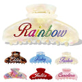 Personalized Colorful Name Hair Claw Clips for Women,Custom Hair Clips with Diamond,Cute Hair Accessories 4",Handmade Rhinestones Hair Clamp Gifts for Mom,Bride,Wife,Bridesmaid,Couples(Shell White)