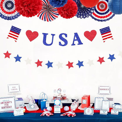 Red-White Blue Memorial-Day Patriotic Decorations - Image 4
