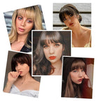 BOGSEA Clip in Bangs 100% Human Hair Bangs with Temples Bangs Hairpieces for Women Clip in Fake Bangs for Daily Wear (Medium Reddish Brown, French Bangs)