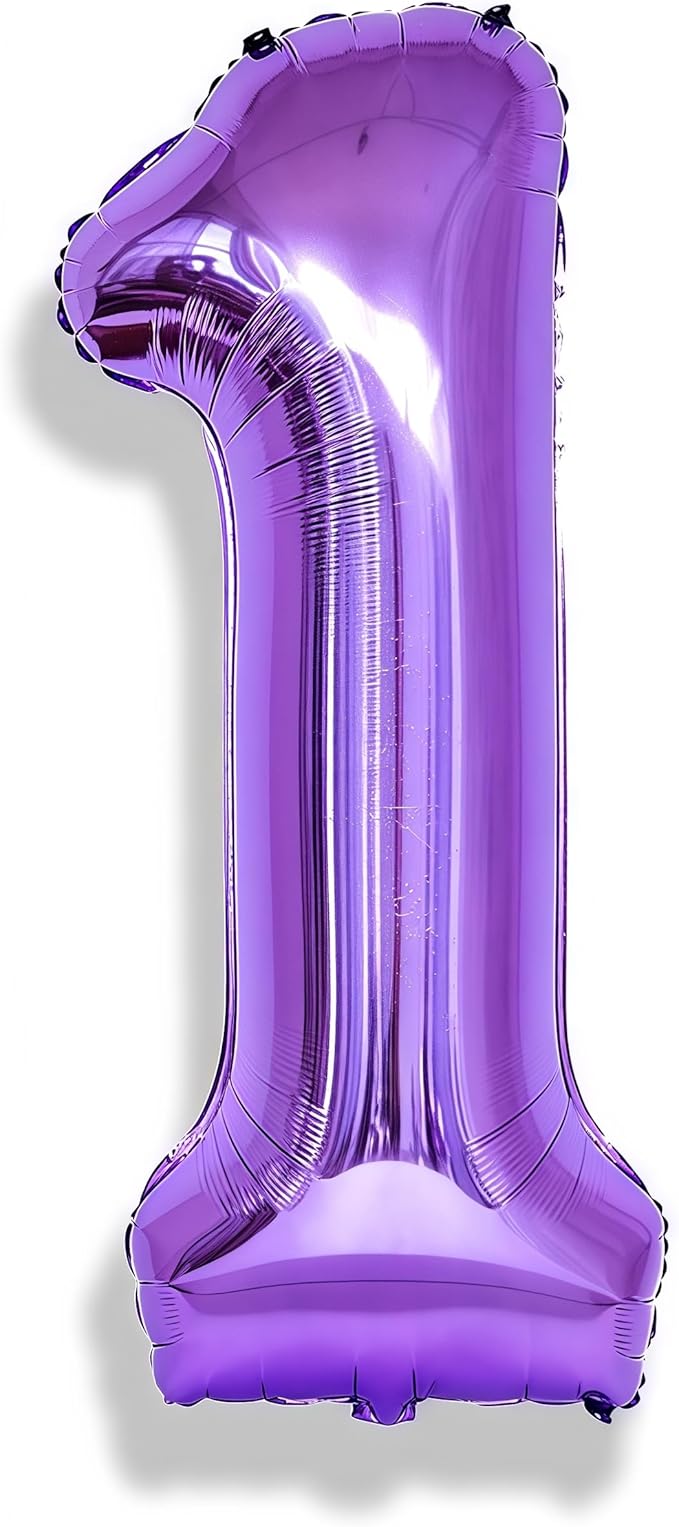 Purple 1 Balloon Number for Girls 1st Girls Birthday, 40 Inch Large Number Foil by Isndare
