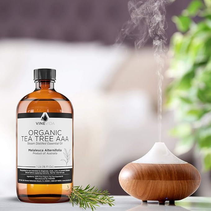 VINEVIDA Organic Tea Tree Essential Oil 16 oz - Undiluted, Pure, Vegan, and Sustainable