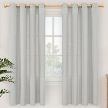 YoungsTex 72 Inch Length Grey Linen Curtains by YoungsTex