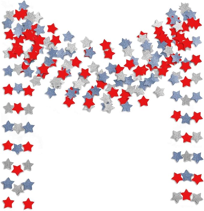 6 Pack Patriotic Star Streamers Garland Red White Blue Bunting Banner Paper by TTSAM