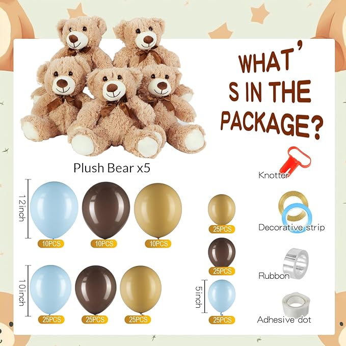 Meooeck 185 Pcs Bear Baby Shower Party Decorations Table Centerpieces 5 Pcs 13. - Image 3