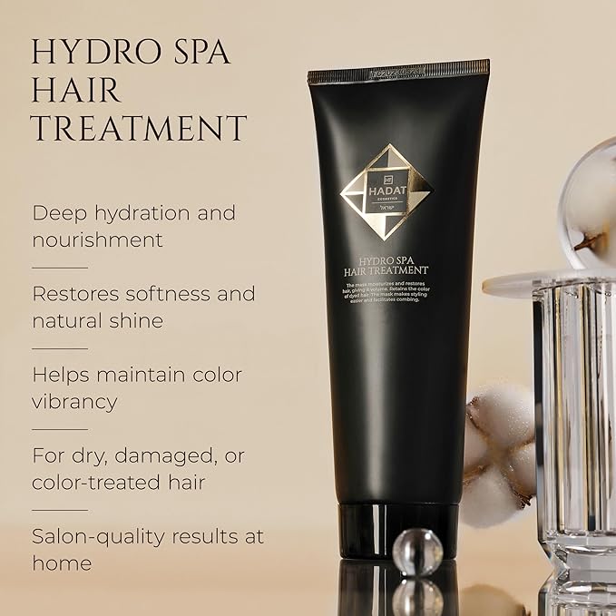 HADAT Hydro Spa Hair Treatment – Professional Hair Mask for Deep Moisturizing Repair and Shine – Macadamia Oil – Salon Quality for Dry Damaged Color-Treated Hair – Israeli Haircare (8.45 Fl Oz)