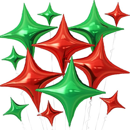 Red Green Christmas Balloons, 26Inch and 10Inch Red Green Quadrangle Helium by Adorely