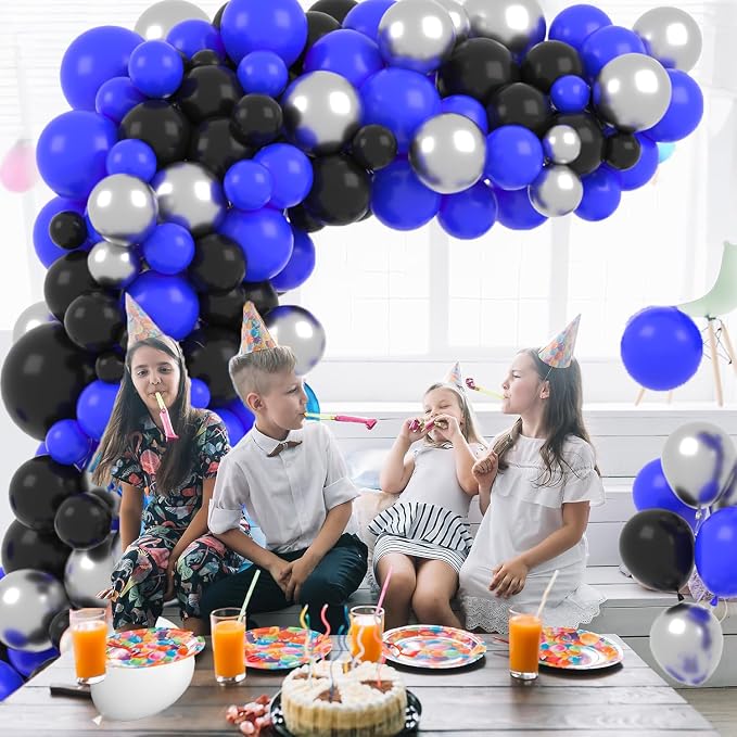 Royal Blue Black Balloon Garland Kit - Image 2