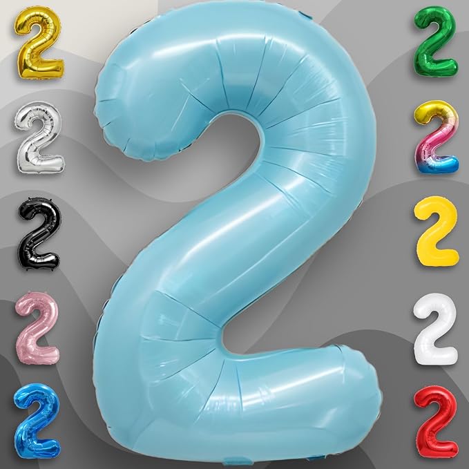 Candy Blue Number Balloon 2 Mylar Foil Balloons 16 Inch - Image 3