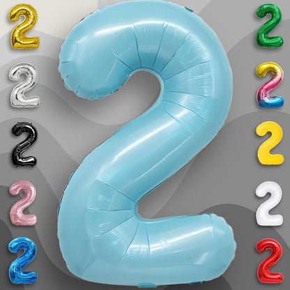 Candy Blue Number Balloon 2 Mylar Foil Balloons 16 Inch - Image 3