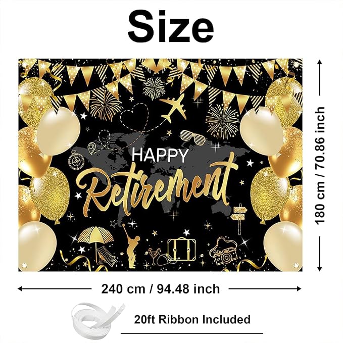 Mocsicka Happy Retirement Backdrop Pink Rose Gold Balloons Women Happy - Image 3