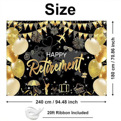 Mocsicka Happy Retirement Backdrop Pink Rose Gold Balloons Women Happy - Image 3