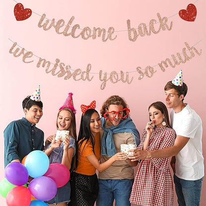 Glitter Rose Gold Welcome Back We Missed You So Much Banner NO DIY | Pre-Strung - Image 4