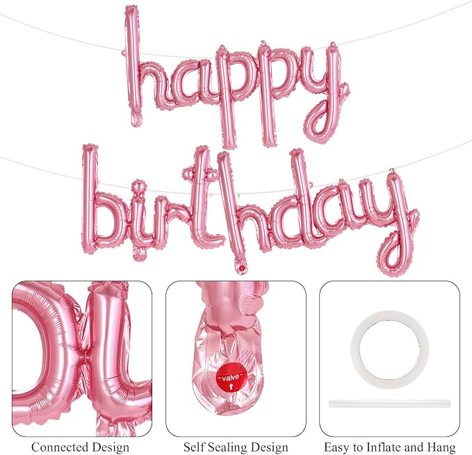 Happy Birthday Balloons Banner Foil Letters Balloons Connected, Personalized - Image 6