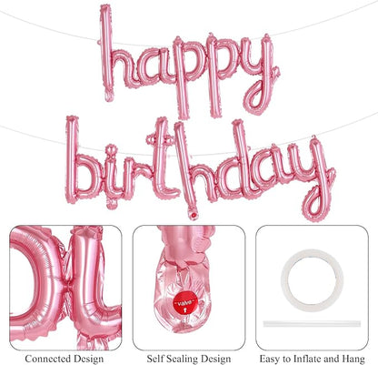 Happy Birthday Balloons Banner Foil Letters Balloons Connected, Personalized - Image 6
