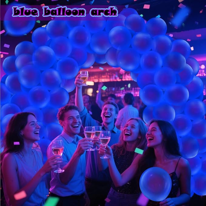 100 Pcs UV Neon Blue Balloons 12 inch Neon Party Supplies, Glow in the Dark - Image 8