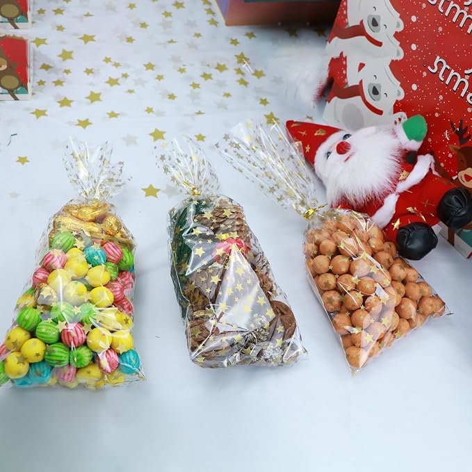 100 Pcs Star Printed 5"X 11" Gift Wrap Cello Cellophane Treat Bags Party Favor - Image 4