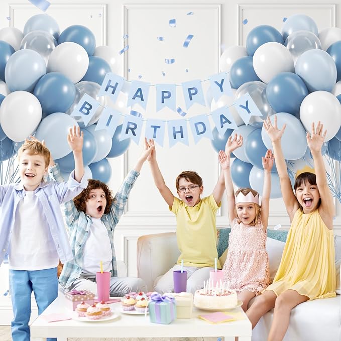 60pcs Dusty Blue Balloons 12inch - Image 4