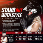 Custom Kitty Cat Ear Automotive Motorcycle Biker Helmet with Bluetooth | for Moped | Bike | Vespa | Scooter | ATV | Quad | Dirtbike | DOT FMVSS218 Approved and Certified